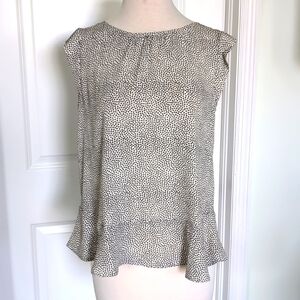 LOFT Ditsy Floral Flutter Sleeve Blouse Top size S